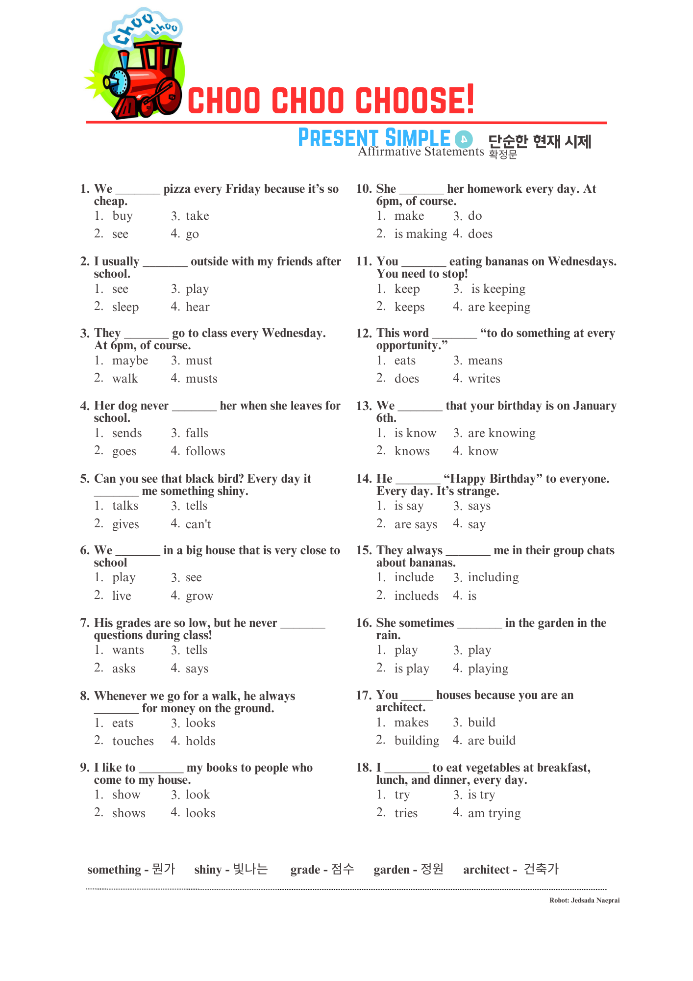 Multiple Choice Present Tense 4